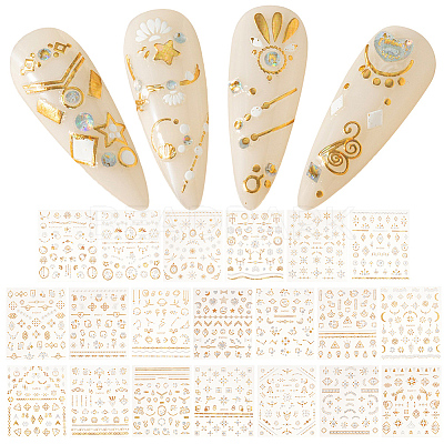3D Bronzing Moon Sun Star Nail Art Stickers DIY-WH0449-47-1