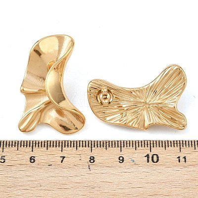 304 Stainless Steel Nuggets Stud Earrings EJEW-K268-77G-1