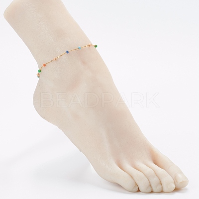 Stainless Steel Satellite Chain Anklets AJEW-AN00422-1