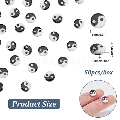 50Pcs Natural Freshwater Shell Printed Beads SHEL-NB0001-56A-1