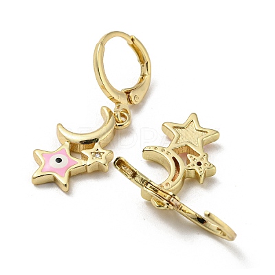Golden Brass Dangle Leverback Earrings EJEW-A033-18G-02-1