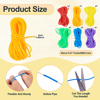 30M 6 Colors Hollow Pipe PVC Tubular Synthetic Rubber Cord RCOR-TA0001-15-1