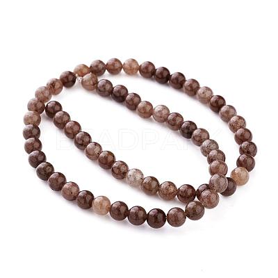 Natural Purple Aventurine Round Bead Strands G-E334-6mm-21-1