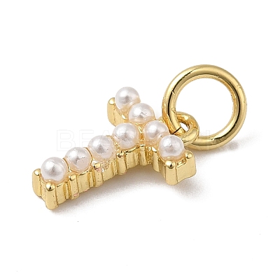 Rack Plating Brass with ABS Plastic Imitation Pearl Charms KK-B092-30T-G-1