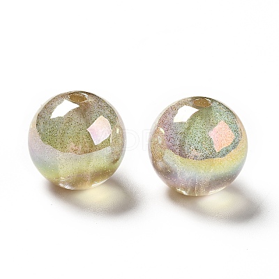 UV Plating Transparent Rainbow Iridescent Acrylic Beads OACR-D010-01C-1