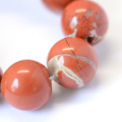 Natural Red Jasper Round Bead Strands X-G-E334-8mm-27-1