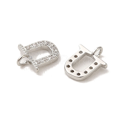 Initial Letter Brass Micro Pave Cubic Zirconia Pendants ZIRC-F008-U-1
