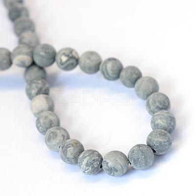 Frosted Natural Polychrome Jasper/Picasso Stone/Picasso Jasper Beads Strands G-E334-4mm-24-1