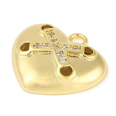 Cross Theme Real 18K Gold Plated Brass Micro Pave Clear Cubic Zirconia Pendants LS-KK-L219-06G-02-1