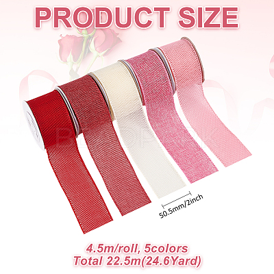 5 Rolls 5 Colors Burlap Lace Rolls OCOR-MA0001-32-1