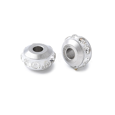 304 Stainless Steel Polymer Clay Rhinestone Beads STAS-Q038-01B-1