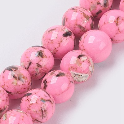 Sea Shell and Synthetic Turquoise Assembled Beads Strands G-G758-M-10mm-1