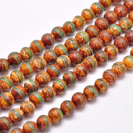 Tibetan Style Striped Pattern dZi Beads Strands G-P229-B-02-8mm-1