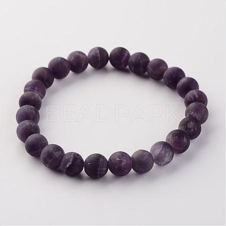 Natural Amethyst Beads Stretch Bracelets BJEW-JB02445-04-1