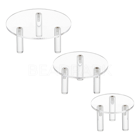 FINGERINSPIRE 3 Sets 3 Styles Round Transparent Acrylic Minifigure Display Stands ODIS-FG0001-49-1