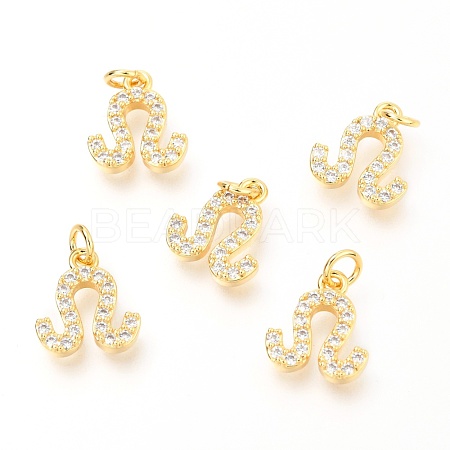 Brass Micro Pave Clear Cubic Zirconia Charms ZIRC-O036-30G-H-1