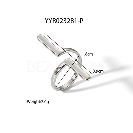 Exaggerated Personality 304 Stainless Steel Cuff Ring for Women LS-AA3859-2-1