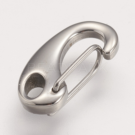 Tarnish Resistant 304 Stainless Steel Push Gate Snap Keychain Clasp Findings STAS-P170-07P-1