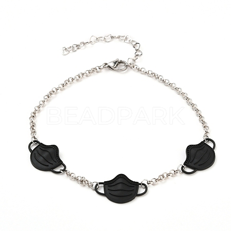 Face Mask Shape Alloy Link Anklets AJEW-AN00308-01-1