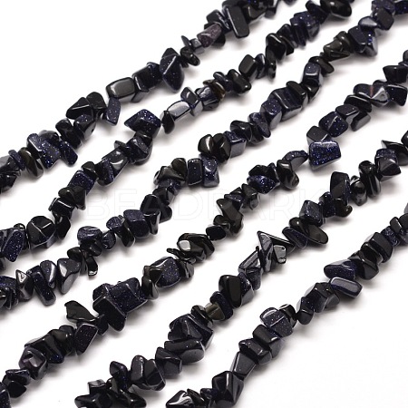 Synthetic  Blue Goldstone Chip Bead Strands G-M205-41-1