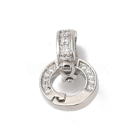 Rack Plating Brass Micro Pave Clear Cubic Zirconia Twister Clasps KK-A222-05B-P-1