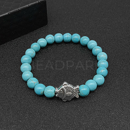 Synthetic Turquoise Stretch Bracelets for Women Men IS4293-10-1