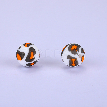 Printed Round Silicone Focal Beads SI-JX0056A-159-1
