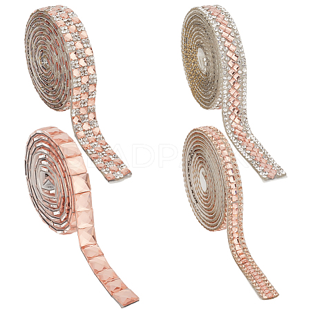 4 Rolls 4 Styes Glass Self Adhesive Hotfix Rhinestone Ribbon Trimming DIY-DR0001-95A-1
