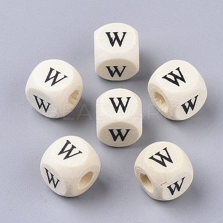 Printed Natural Wood Beads LS-WOOD-T026-001W-1
