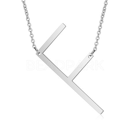 201 Stainless Steel Initial Pendants Necklaces NJEW-S069-JN003D-F-1