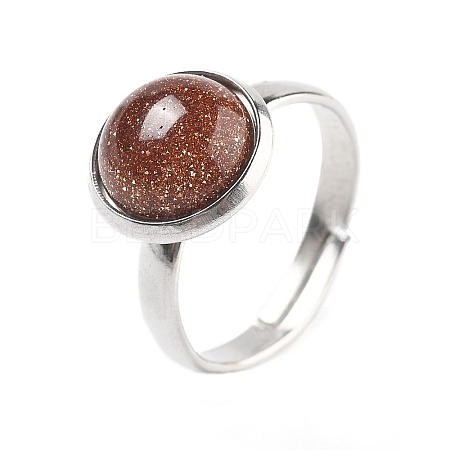 Half Round Synthetic Goldstone Finger Rings RJEW-M062-01P-27-1