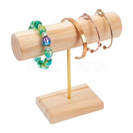 Wood T Bar Bracelet Display Stands AJEW-WH0534-19B-1