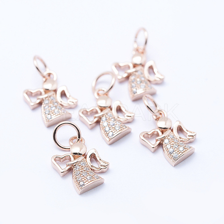 Brass Micro Pave Cubic Zirconia Charms KK-P133-03RG-NR-1