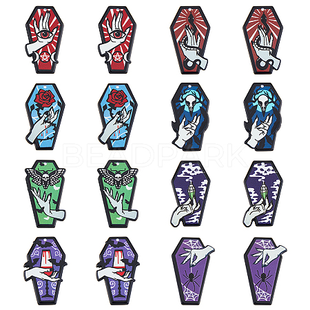 16Pcs 8 Styles Opaque Printed Acrylic Pendants SACR-HY0001-04-1