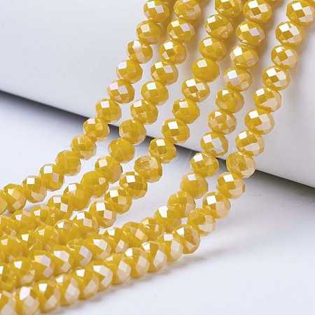 Electroplate Glass Beads Strands EGLA-A034-P6mm-B03-1