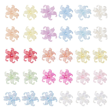 50Pcs 2 Styles Acrylic Bead Caps OACR-TA0004-84-1