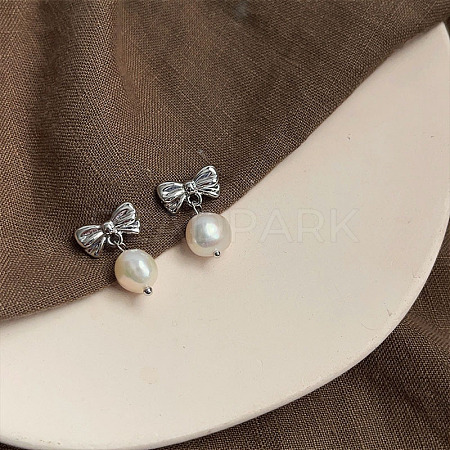 Alloy Plastic Pearl Dangle Stud Earrings FS-WG0B18A-06-1