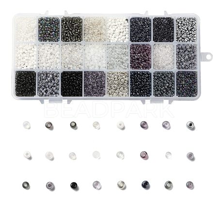 600G 24 Colors Glass Seed Beads SEED-JP0008-01-3mm-1