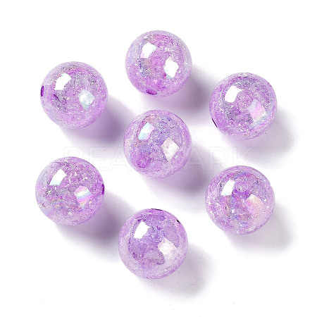 AB Color Transparent Crackle Round Acrylic Beads CACR-S006-03-1