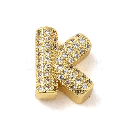 Brass Micro Pave Clear Cubic Zirconia Charms ZIRC-C009-01G-K-1