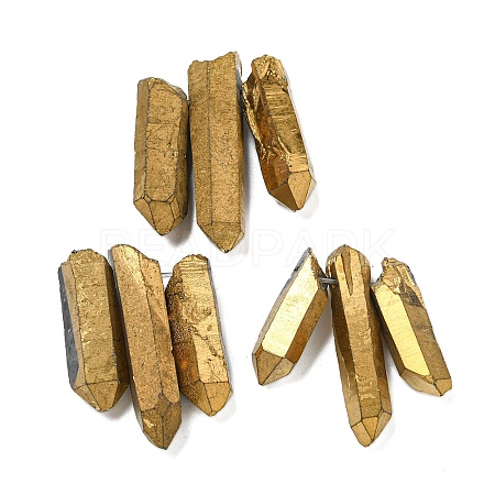 Electroplated Natural Quartz Crystal Graduated Beads Strands G-P315-A17-1