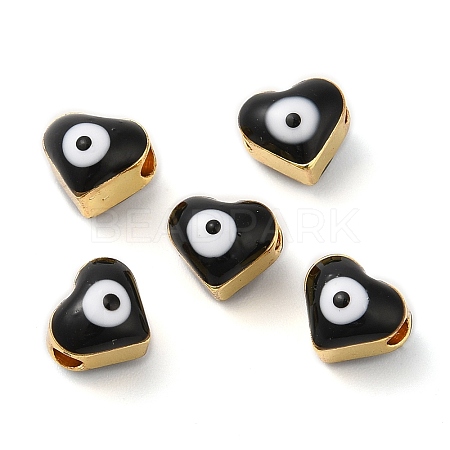 Golden Tone Brass Enamel Beads KK-E048-04G-02-1