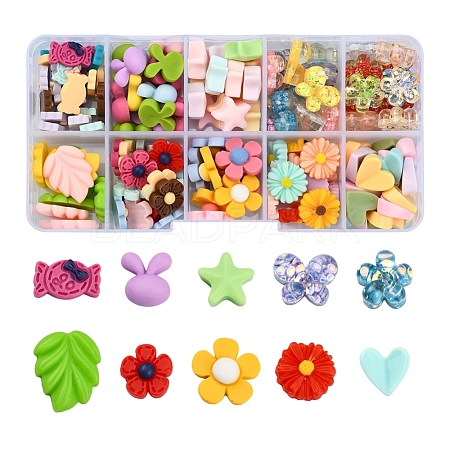 10 Style Opaque Resin Cabochons RESI-YW0001-12-1