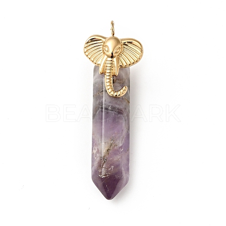 Elephant Natural Amethyst Pointed Pendants G-I333-06A-1