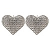 Rack Plating Heart Brass Pave Clear Cubic Zirconia Stud Earrings EJEW-I310-02P-2