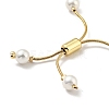 Shell Pearl Beaded Slider Bracelet with Brass Snake Chain BJEW-B066-01B-01-3