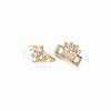 Brass Micro Pave Clear Cubic Zirconia Connector Charms X-KK-S356-714-2