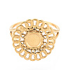 Flower 304 Stainless Steel Cuff Ring Components STAS-T066-02G-2