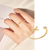 1Pc Letter Brass Rhinestone Open Cuff Rings for Women AJEW-LP0004-47L-G-1