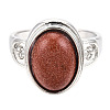 Natural Mixed Gemstone Oval Finger Rings RJEW-N044-03-4